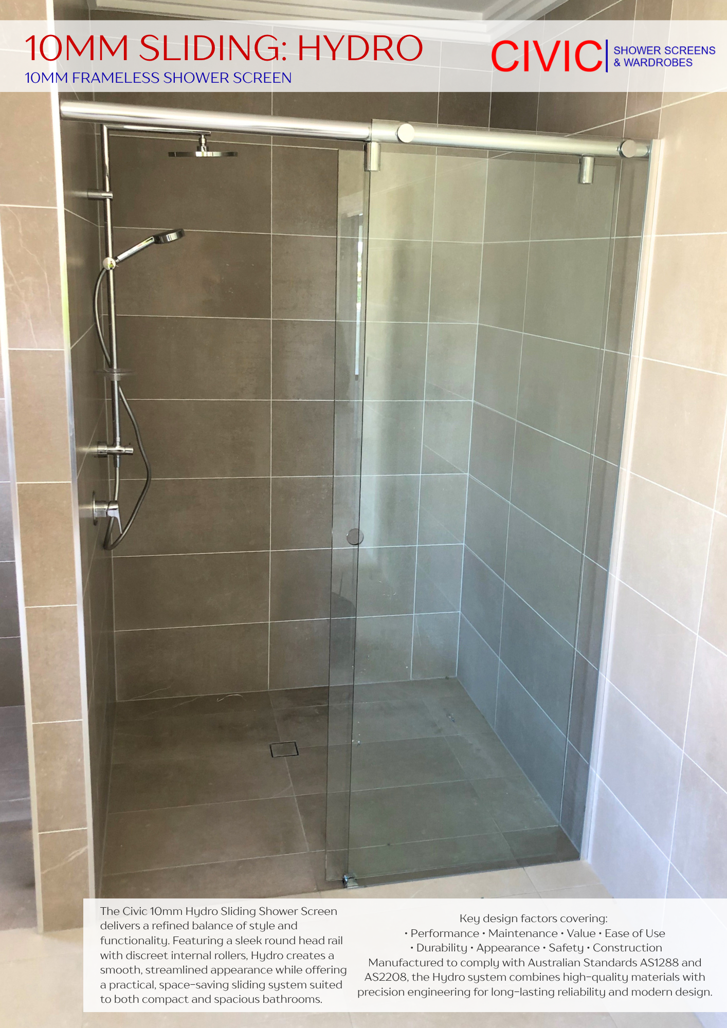 SLIDING-HYDRO: 10MM FRAMELESS SHOWER SCREENS